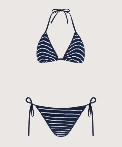 Hunza G Triangle|Bikini Sets-Gina Bikini - Navy/White Stripe