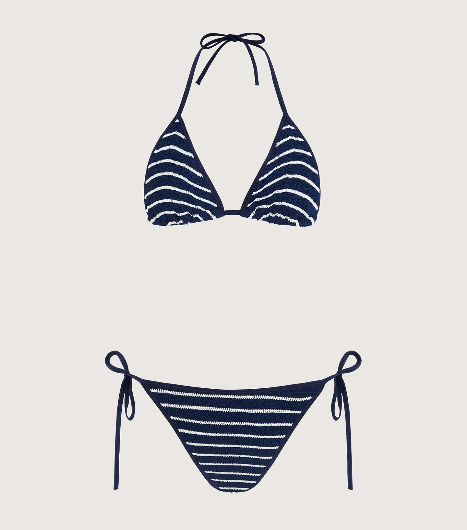Hunza G Triangle|Bikini Sets-Gina Bikini - Navy/White Stripe