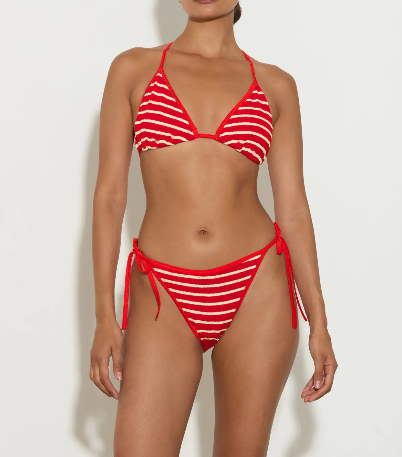 Hunza G Triangle|Bikini Sets-Gina Bikini - Red/White Stripe