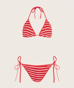 Hunza G Triangle|Bikini Sets-Gina Bikini - Red/White Stripe