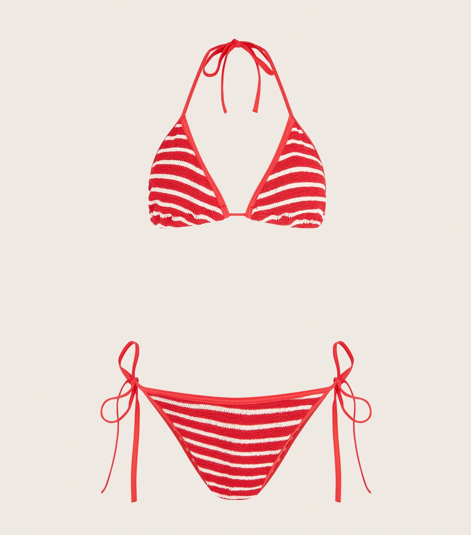 Hunza G Triangle|Bikini Sets-Gina Bikini - Red/White Stripe