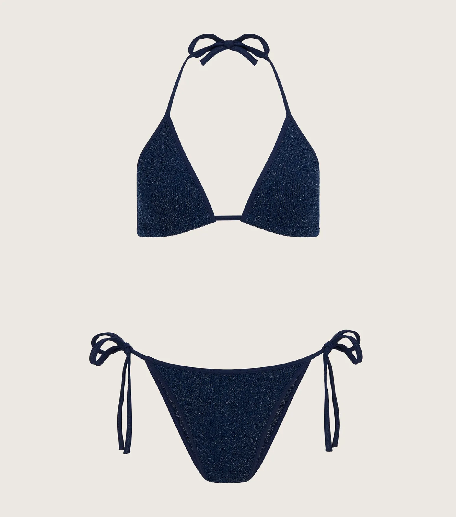 Hunza G Triangle|Bikini Sets-Gina Lurex Bikini - Navy/Silver