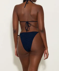 Hunza G Triangle|Bikini Sets-Gina Lurex Bikini - Navy/Silver