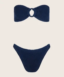 Hunza G Bikini Sets-Gloria Bikini With Tonal Hoops - Navy