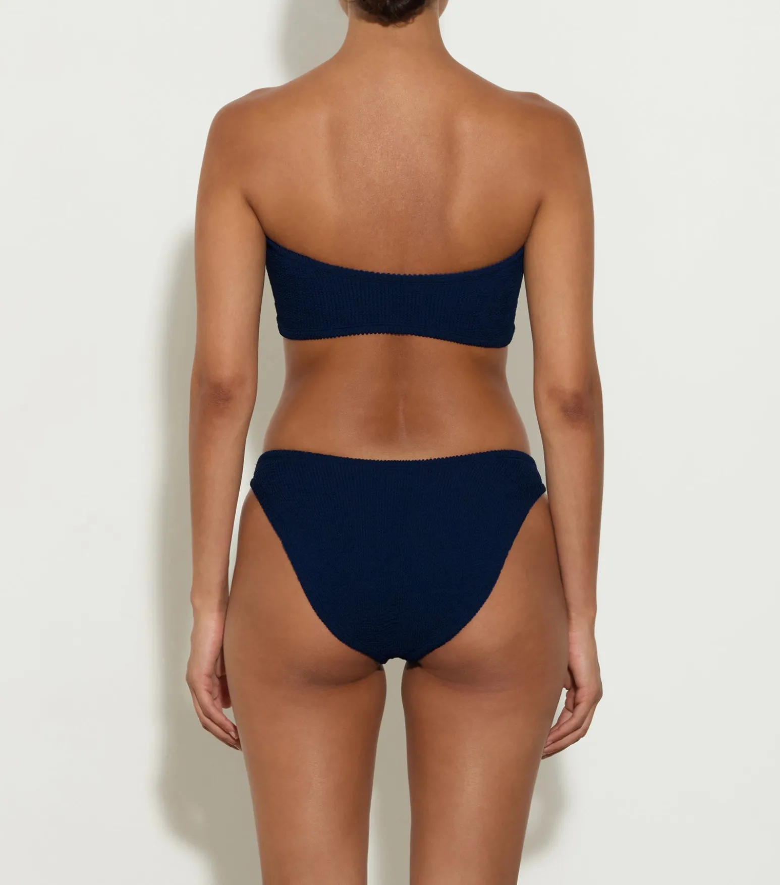 Hunza G Bikini Sets-Gloria Bikini With Tonal Hoops - Navy