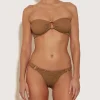 Hunza G Bikini Sets|Bandeau-Gloria Bikini With Tonal Hoops - Metallic Cocoa