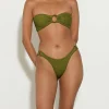 Hunza G Bikini Sets-Gloria Bikini With Tonal Hoops - Metallic Moss