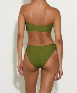 Hunza G Bikini Sets-Gloria Bikini With Tonal Hoops - Metallic Moss