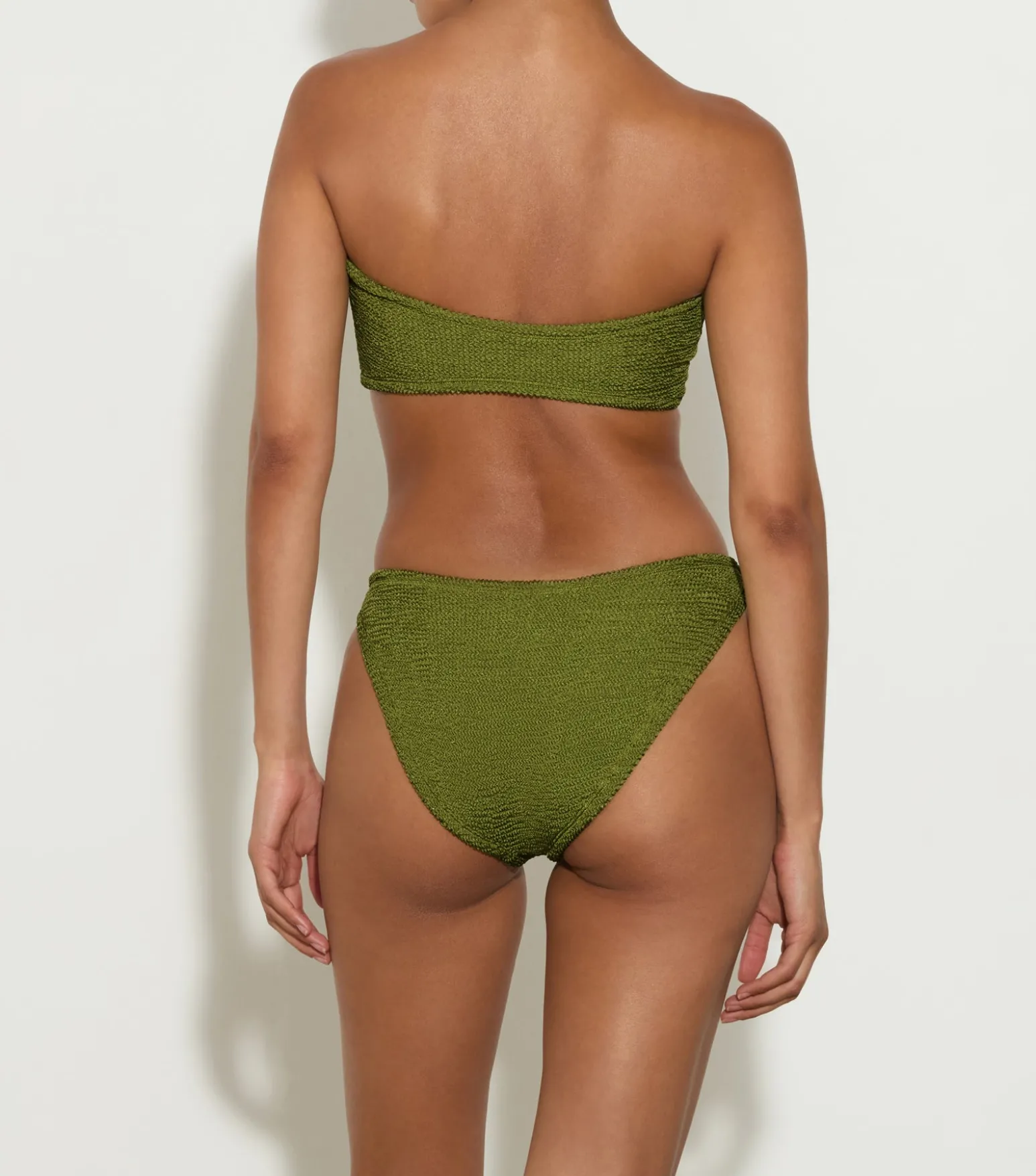 Hunza G Bikini Sets-Gloria Bikini With Tonal Hoops - Metallic Moss