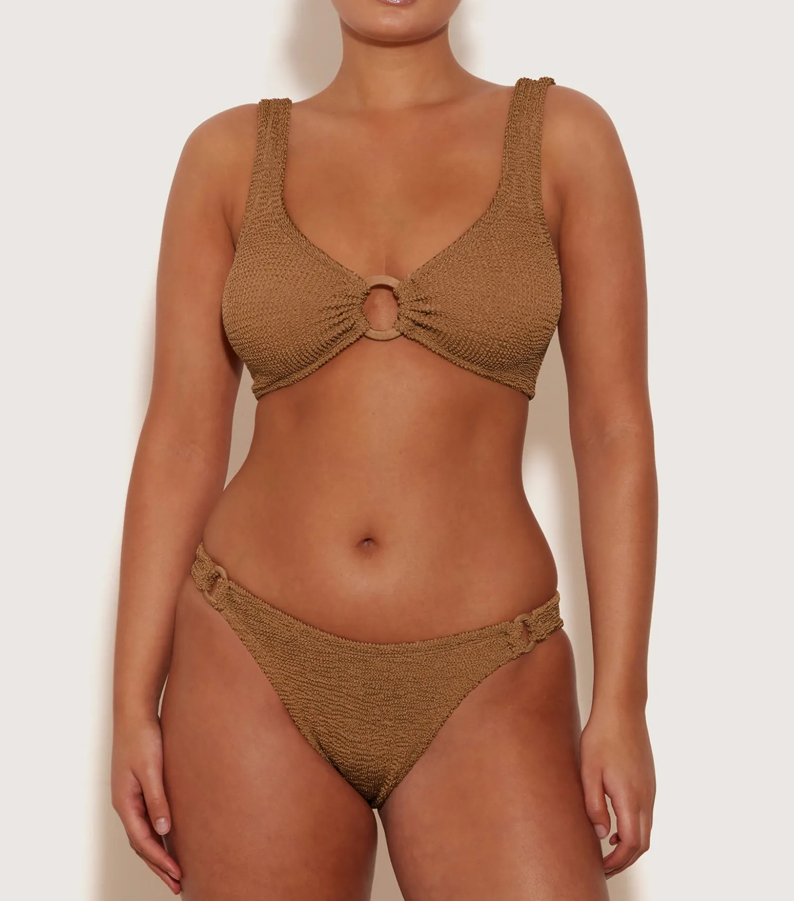 Hunza G Bikini Sets|Bralette-Hallie Bikini - Metallic Cocoa