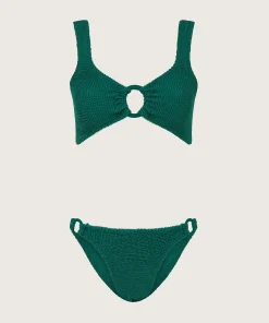 Hunza G Bikini Sets|Bralette-Hallie Bikini - Metallic Forest Green