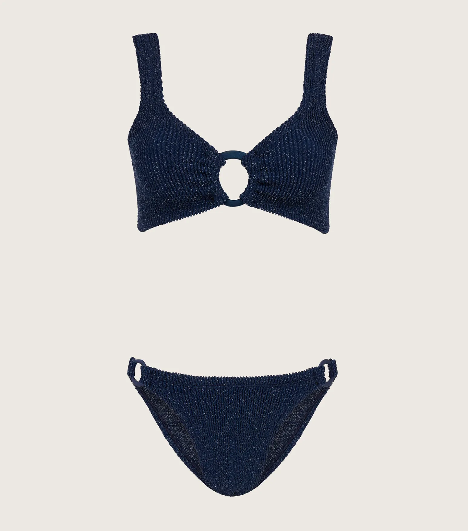 Hunza G Bikini Sets|Bralette-Hallie Lurex Bikini - Navy/Silver