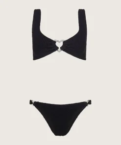 Hunza G Bikini Sets|Bralette-Heather Bikini - Black
