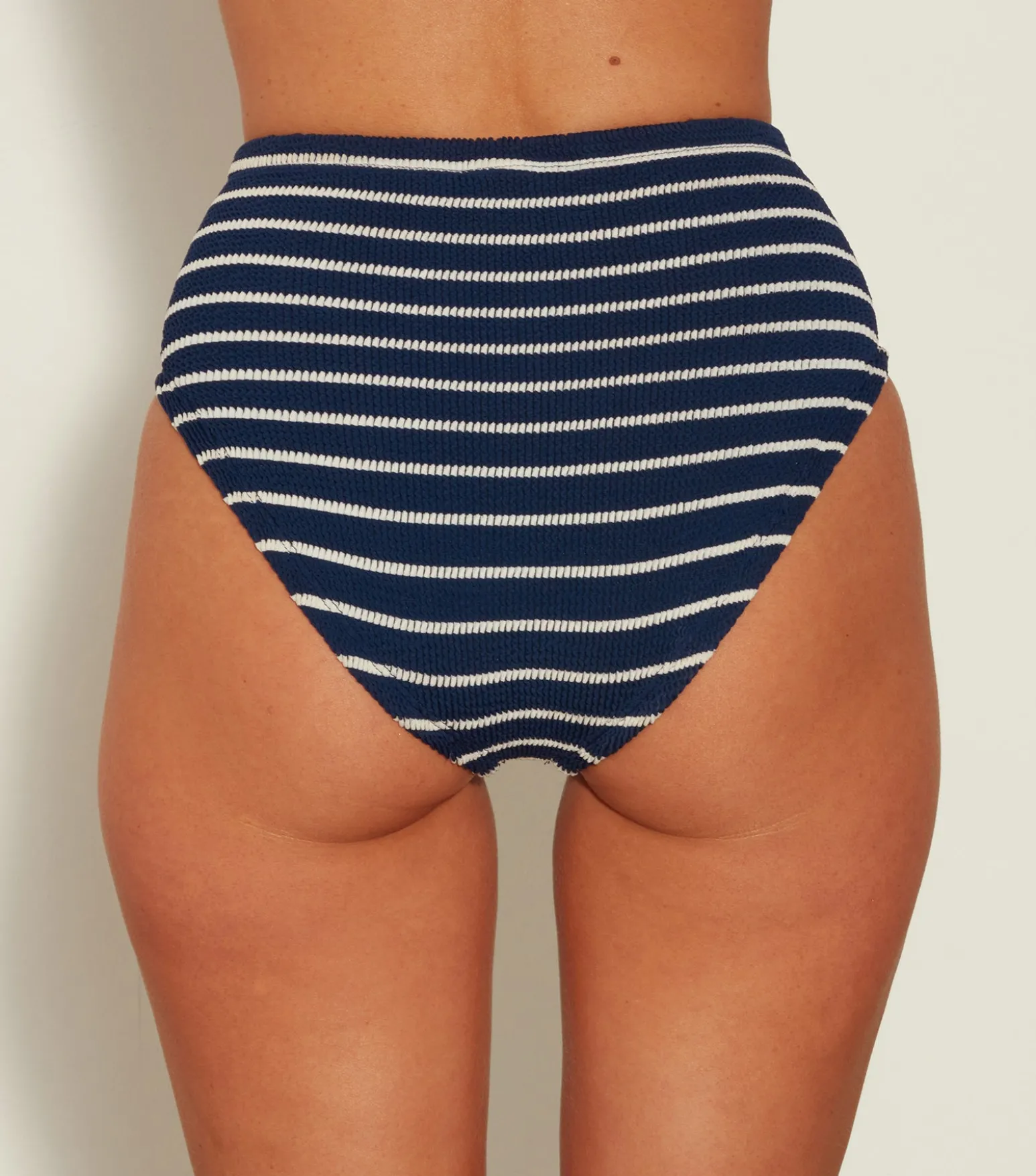 Hunza G Bikini Sets|Separates-High Waist Bikini Bottom - Navy/White Stripe