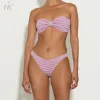 Hunza G Bikini Sets|Bandeau-X Helena Christensen Jean Stripe Bikini - Lavender/White