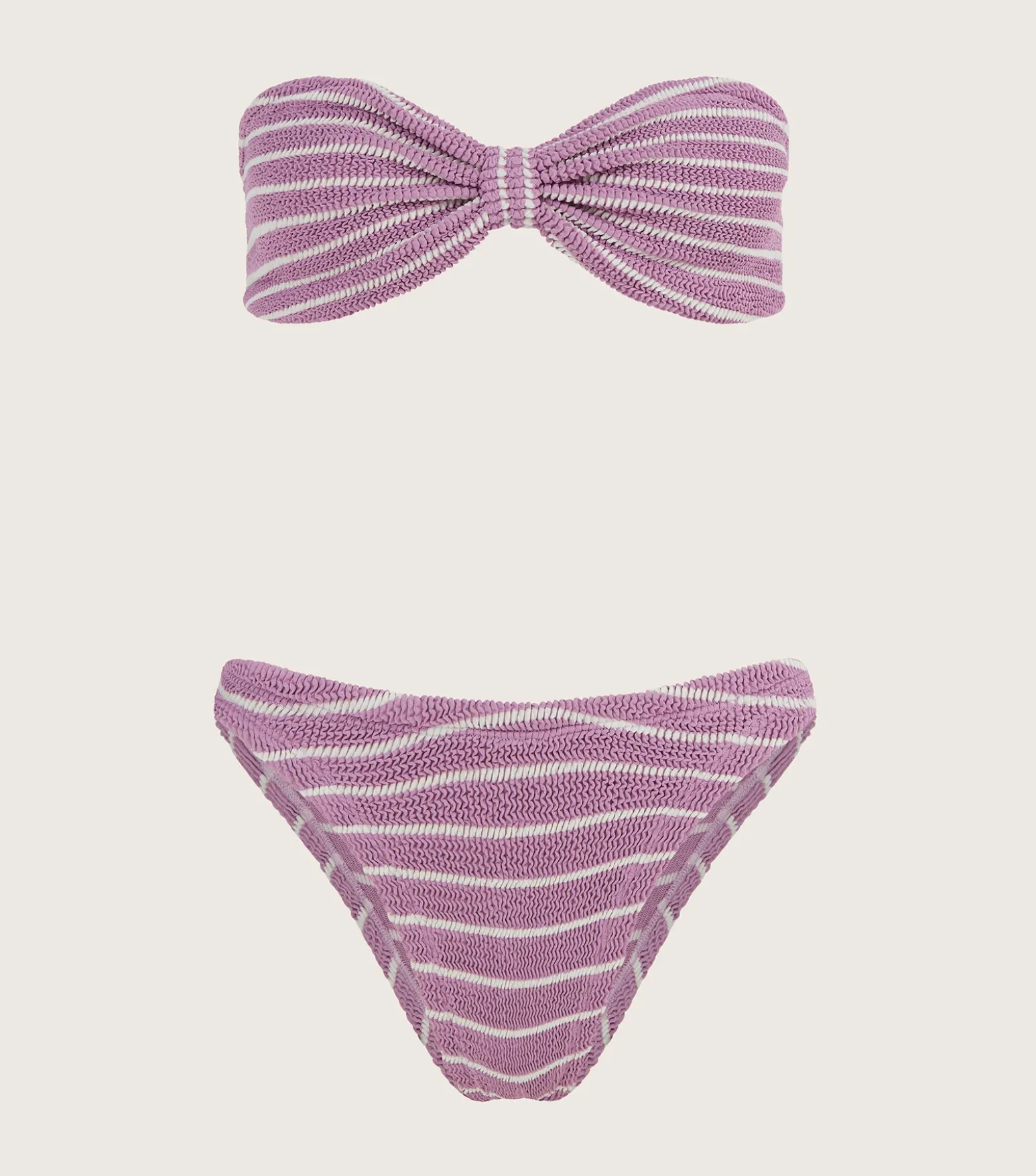 Hunza G Bikini Sets|Bandeau-X Helena Christensen Jean Stripe Bikini - Lavender/White
