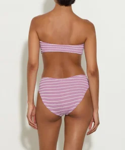 Hunza G Bikini Sets|Bandeau-X Helena Christensen Jean Stripe Bikini - Lavender/White
