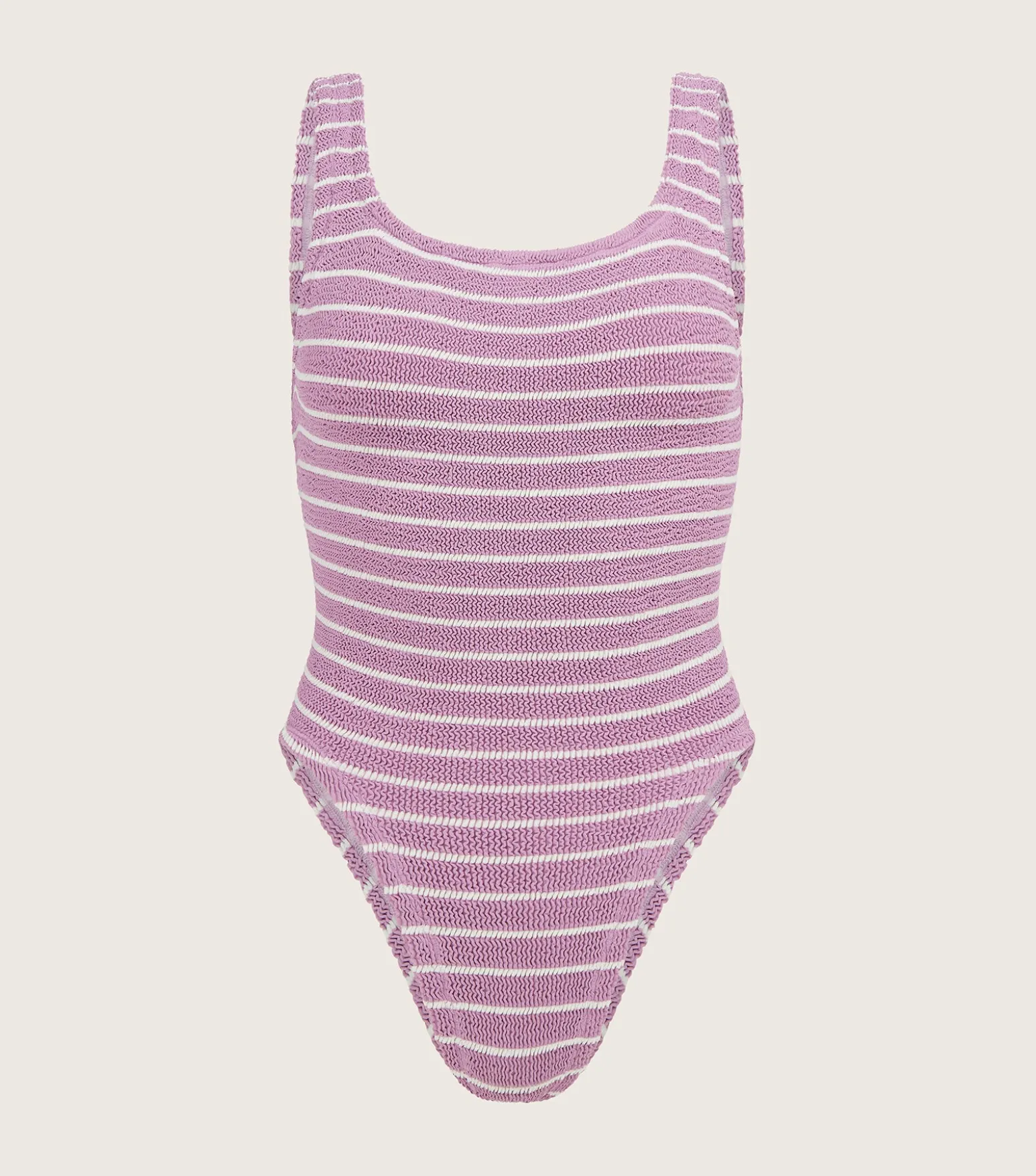 Hunza G Square Neck-X Helena Christensen Square Neck Stripe Swim - Lavender/White