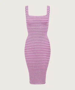 Hunza G Dresses-X Helena Christensen Stripe Tank Dress - Lavender/White
