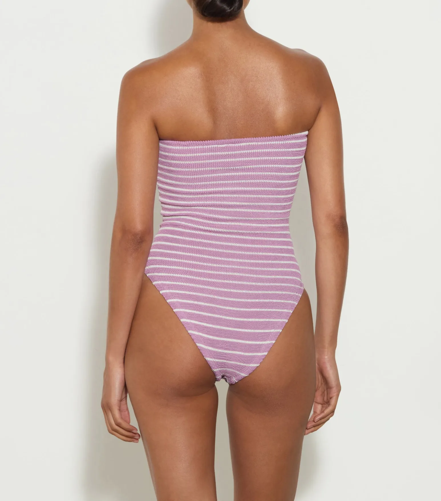 Hunza G Strapless-X Helena Christensen Brooke Stripe Swim - Lavender/White