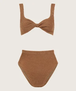 Hunza G Bikini Sets|Bralette-Jamie Bikini - Metallic Cocoa