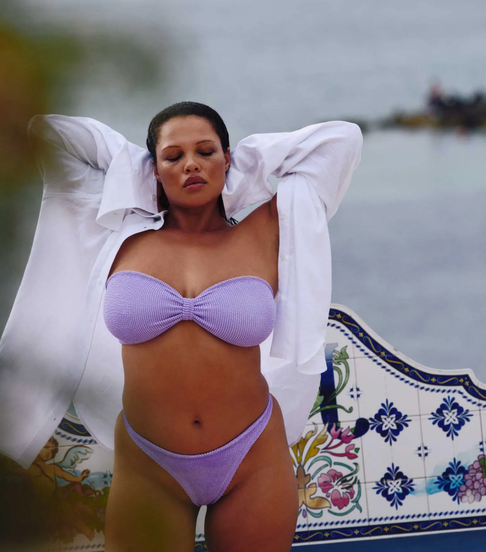 Hunza G Bikini Sets|Bandeau-Jean Bikini - Lilac