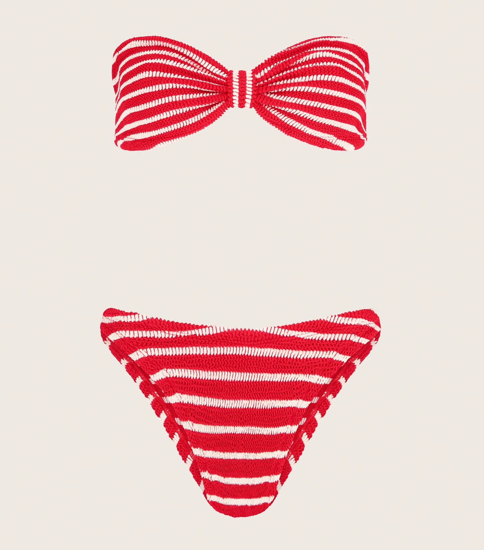 Hunza G Bikini Sets|Bandeau-Jean Bikini - Red/White Stripe