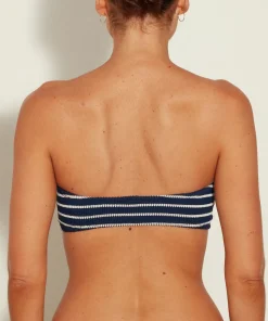 Hunza G Bikini Sets|Separates-Jean Bikini Top - Navy/White Stripe