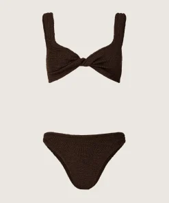 Hunza G Bikini Sets|Bralette-Juno Bikini - Metallic Chocolate