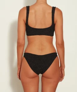 Hunza G Bikini Sets|Bralette-Juno Lurex Bikini - Black/Gold