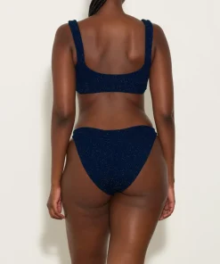 Hunza G Bikini Sets|Bralette-Juno Lurex Bikini - Navy/Silver