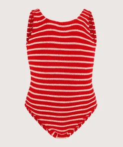Hunza G Kids - 7-12 Yrs-Kids Classic Swim - Red/White Stripe
