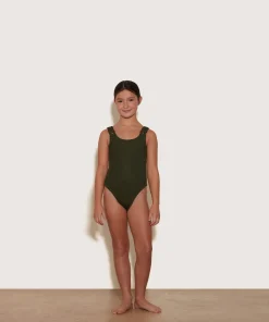 Hunza G Kids - 7-12 Yrs-Kids Domino Swim - Metallic Khaki