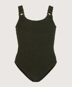 Hunza G Kids - 7-12 Yrs-Kids Domino Swim - Metallic Khaki