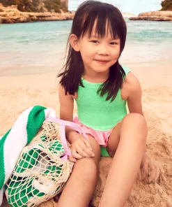 Hunza G Kids - 7-12 Yrs-Kids Duo Denise Swim - Lime/Bubblegum