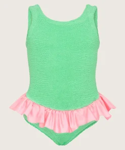 Hunza G Kids - 7-12 Yrs-Kids Duo Denise Swim - Lime/Bubblegum