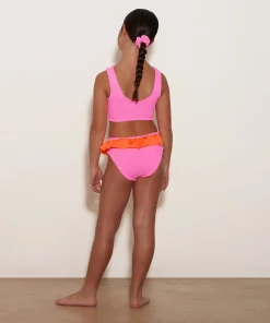 Hunza G Kids - 7-12 Yrs-Kids Duo Olive Bikini - Bubblegum/Orange