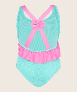 Hunza G Kids - 7-12 Yrs-Kids Lara Swim - Aqua/Bubblegum