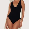 Hunza G V Neck-Lisa Swim - Black