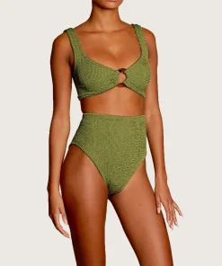 Hunza G Bikini Sets|Bralette-Nadine Bikini - Metallic Moss