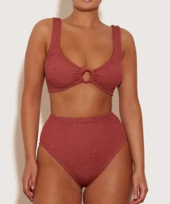 Hunza G Bikini Sets|Bralette-Nadine Bikini With Tonal Hoops - Metallic Rosewood