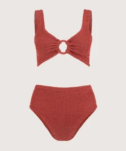 Hunza G Bikini Sets|Bralette-Nadine Bikini With Tonal Hoops - Metallic Rosewood