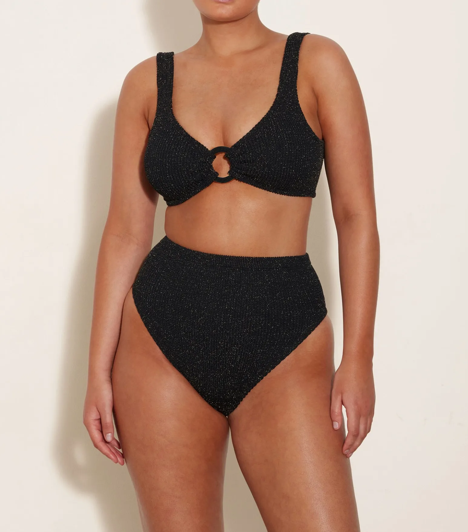 Hunza G Bikini Sets|Bralette-Nadine Lurex Bikini - Black/Gold