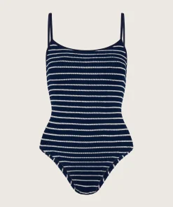 Hunza G Scoop Neck-Pamela Swim - Navy/White Stripe