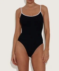 Hunza G Scoop Neck-Pamela Swim Contrast - Black/White