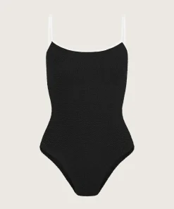 Hunza G Scoop Neck-Pamela Swim Contrast - Black/White