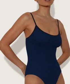 Hunza G Scoop Neck-Pamela Swim Contrast - Navy/Black