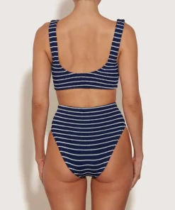 Hunza G Bikini Sets|Bralette-Patricia Bikini - Navy/White Stripe
