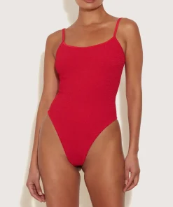Hunza G Scoop Neck-Petra Swim - Red