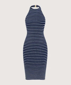 Hunza G Dresses-Polly Dress - Navy/White Stripe